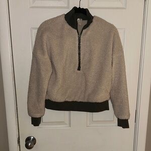 Fabletics Tan Teddy Jacket with Dark Accents
